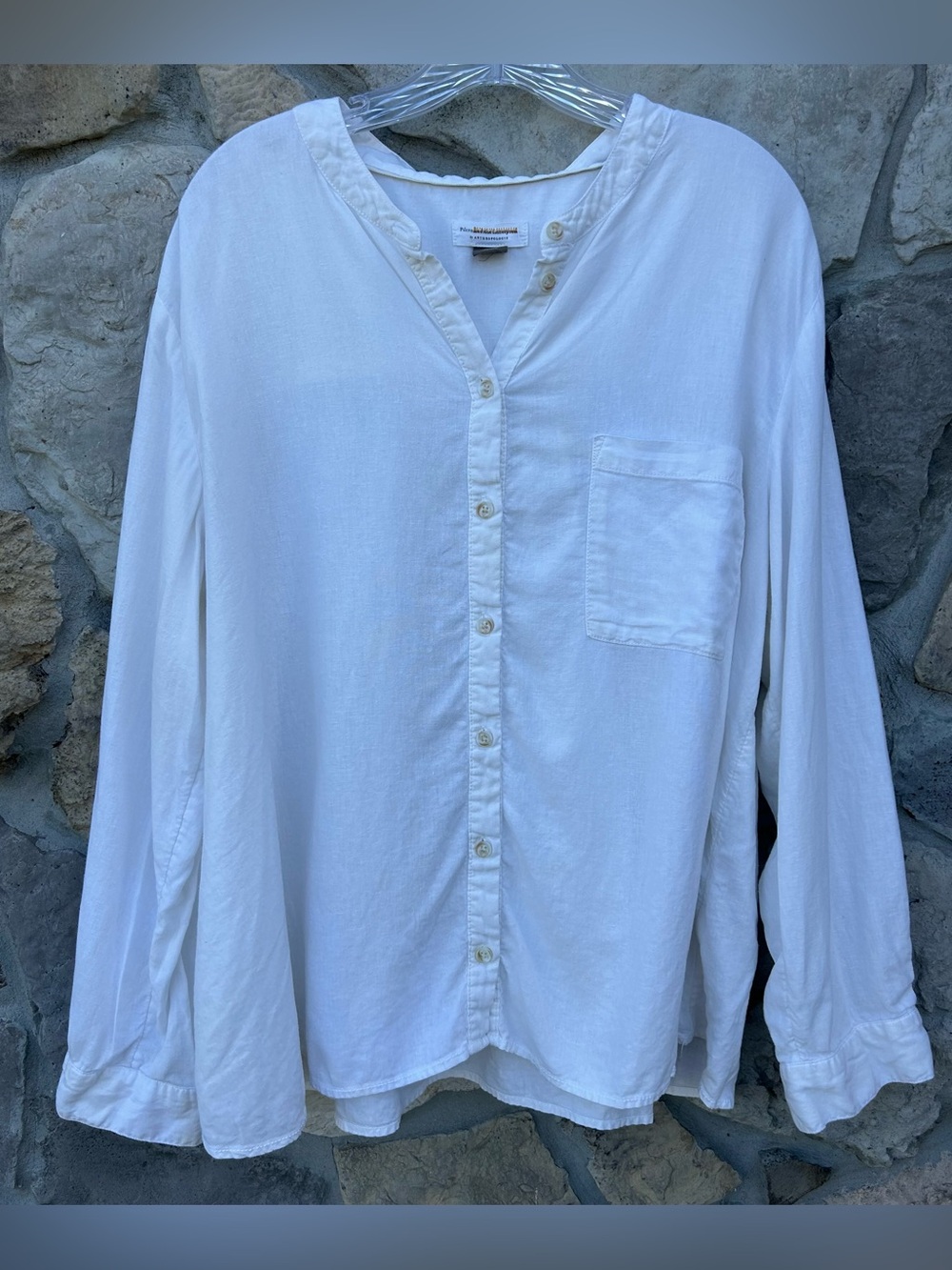 Anthropologie Pilcro Button Up Shirt Size XL White Linen Blend Minimalist Beachy